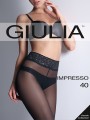 Gładkie rajstopy z wyrafinowaną koronką w talii Impresso 40 marki Giulia, cieliste, rozm. S