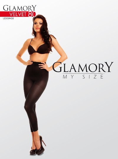 G&#322;adkie kryj&#261;ce legginsy w du&#380;ych rozmiarach Velvet 80 DEN firmy Glamory, czarne, rozm. XL