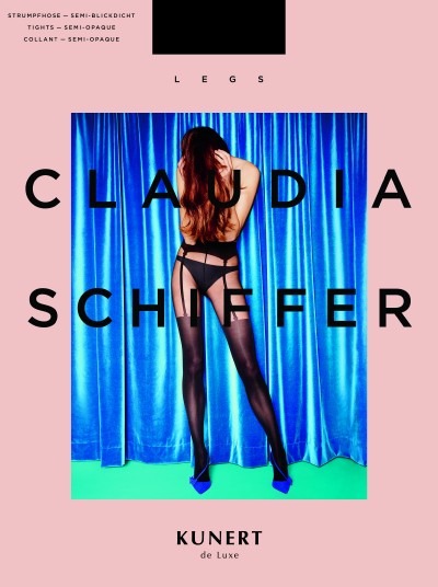 Kunert Claudia Schiffer Legs - Rajstopy ze wzorem imituj&#261;cym po&#324;czochy z paskiem, czarne, rozm. S