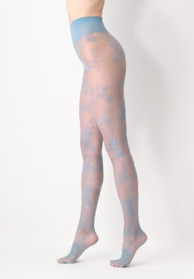 Cienkie rajstopy z koronkowym, kwiatowym wzorem marki Oroblu, czarne, rozm. S